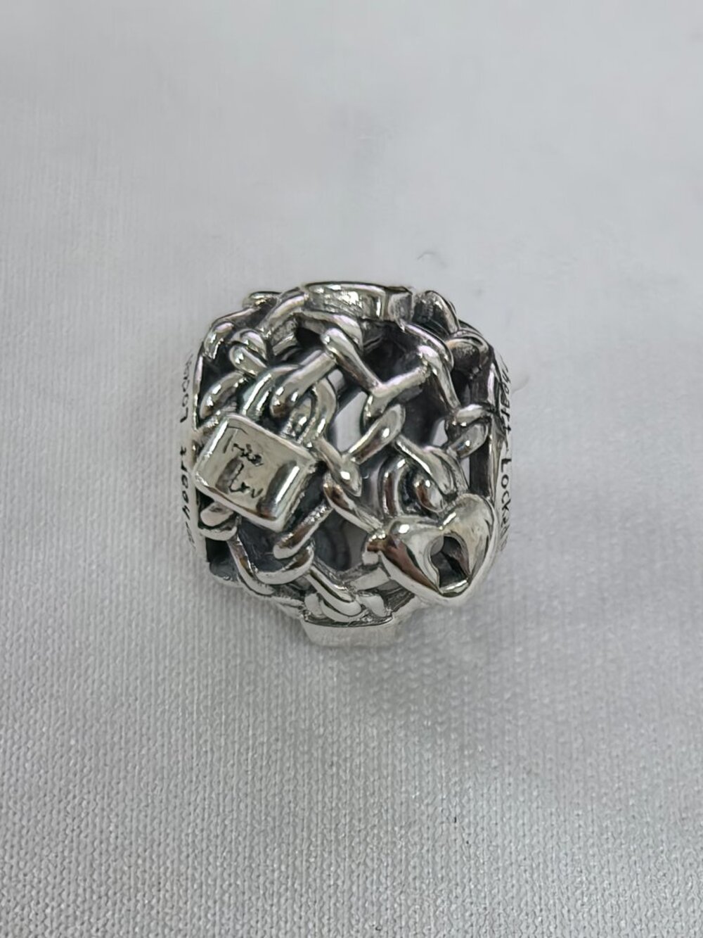 Pandora Openwork Chain Link Padlock Charm, S925 Silver Jewelry